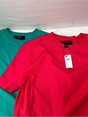 2 Banana Republic Short Sleeve Crewneck Sweaters  - Hot Pink & Teal